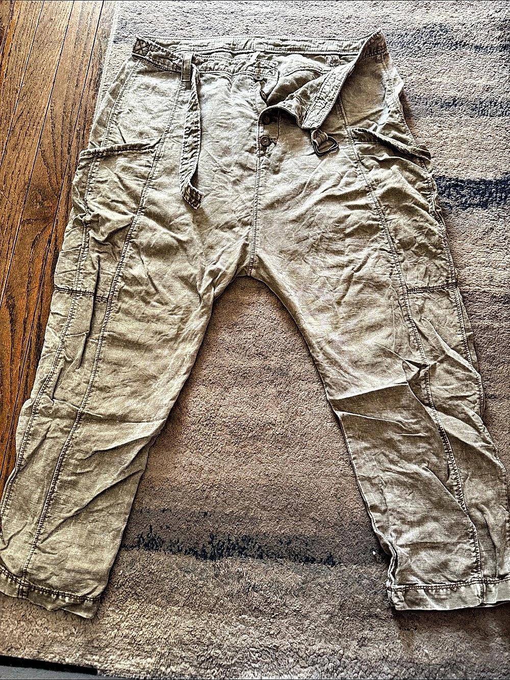 Free People Utility Cargo Trousers Beige Size 10